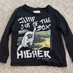 Zara Black Kids Long Sleeve Graphic Tee